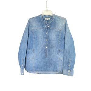 Madewell Downshift Denim Popover Top Size Cotton Size Large